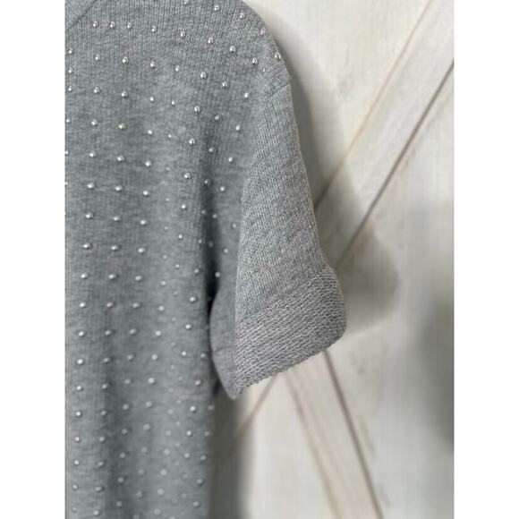 Michael Kors Womens Short Sleeve Top Grey Size Small Silver Embellish Cuff - Picture 3 of 7